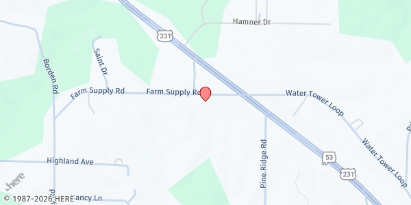Map showing ShareHouse at Morgan City at 643 Farm Supply Rd., Laceys Spring, AL