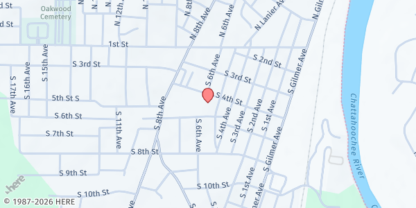 Map showing Interfaith Food Closet - Lanett UMC at 508 S. 6th St., Lanett, AL