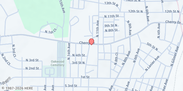 Map showing Pilgrim Baptist Church at 420 N. 12th Ave., Lanett, AL