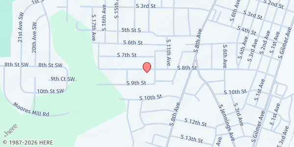 Map showing Tabernacle of Praise Church International at 1205 S. 8th St., Lanett, AL