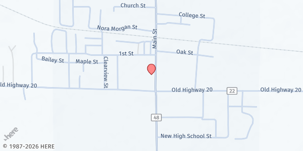 Map showing Leighton's Give & Receive Food Pantry at 8655 Main Street, Leighton, AL