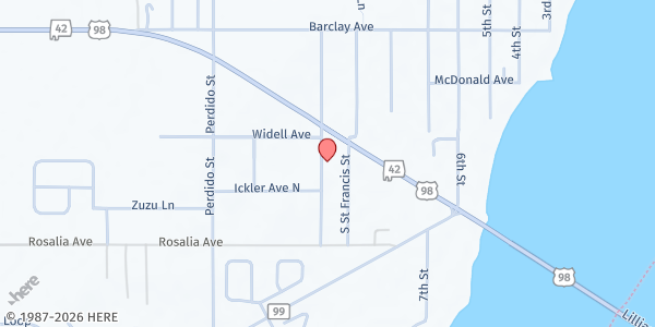 Map showing St. Joseph Catholic Church at 12688 Santa Piedro St., Lillian, AL