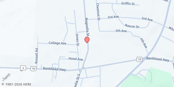 Map showing Lincoln Food Pantry at 225 Magnolia Street, Lincoln, AL