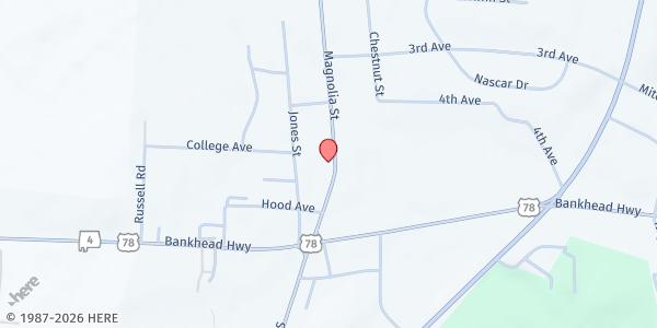 Map showing Lincoln Food Pantry at 225 Magnolia St., Lincoln, AL