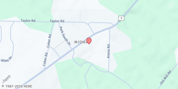 Map showing Clay County Farmers Market at 86838 AL HWY 9, Lineville, AL