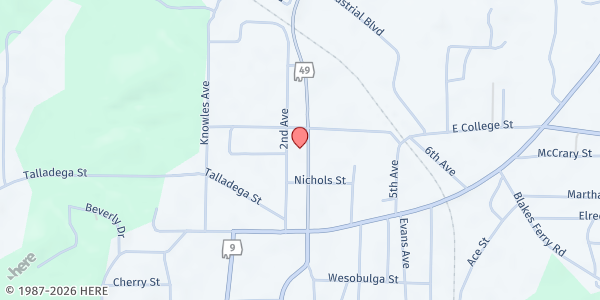 Map showing Lineville Baptist Church at 60315 AL-49, Lineville, AL