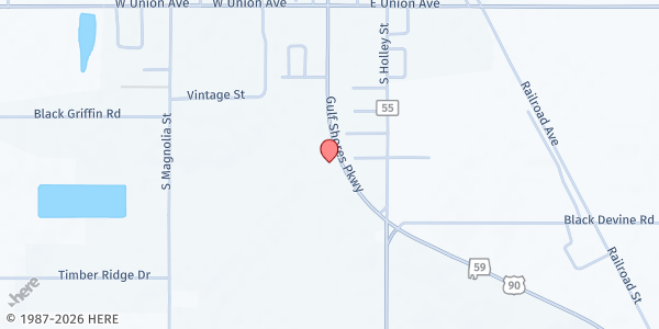 Map showing Baldwin County Angels at 4882 S. Hickory St., Loxley, AL