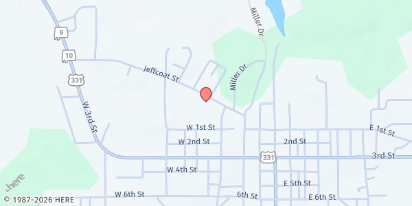 Map showing Faith Walk Ministries at 153 Jeffcoat St., Luverne, AL
