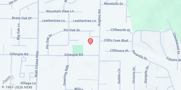 Map showing Asbury Church at 980 Hughes Rd., Madison, AL