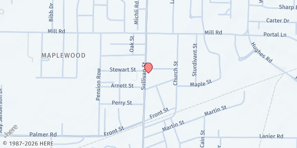 Map showing First Baptist Church, Madison at 4257 Sullivan St., Madison, AL