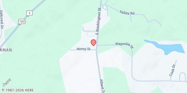 Map showing Faith Missionary Baptist Church at 36 Henry St., Marion, AL