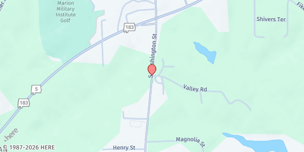 Map showing Sowing Seeds of Hope at 1728 Washington St., Marion, AL