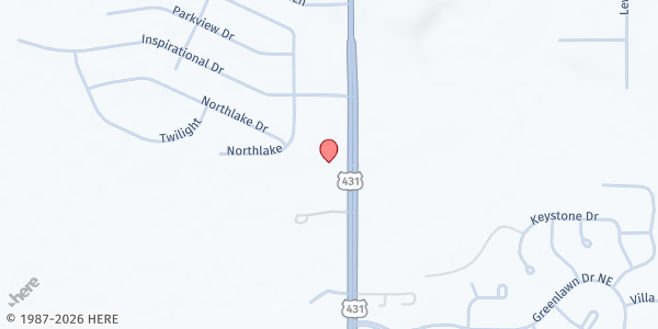 Map showing Patricia Haley Charity at 11365 Highway 231 N Suite B, Meridianville, AL