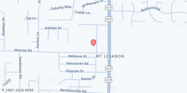 Map showing The Harbour / Feeding Madison County at 172 Commissioner Dr., Meridianville, AL