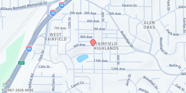 Map showing The Leaf Pantry and Urban Farm at 910 9th St., Midfield, AL