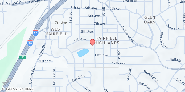 Map showing The Leaf Pantry and Urban Farm at 910 9th St., Midfield, AL