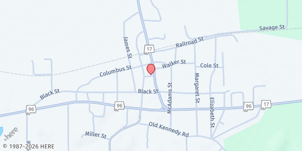 Map showing Matt Miller Food Pantry (WACOM) at 131 Wood Dr., Millport, AL
