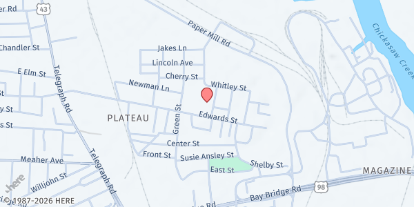 Map showing Africatown CDC at 850 Edwards St., Mobile, AL