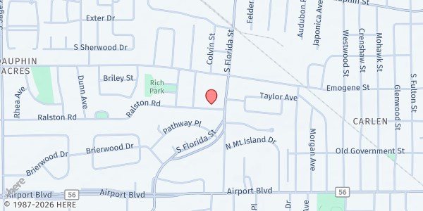 Map showing Catholic Social Services Service Center at 188 South Florida Street, Mobile, AL
