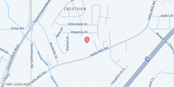 Map showing Covenant Academy of Mobile at 4568 Halls Mill Rd, Mobile, AL