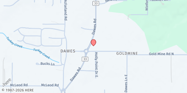 Map showing First Baptist Church of Dawes at 3941 Dawes Rd., Mobile, AL
