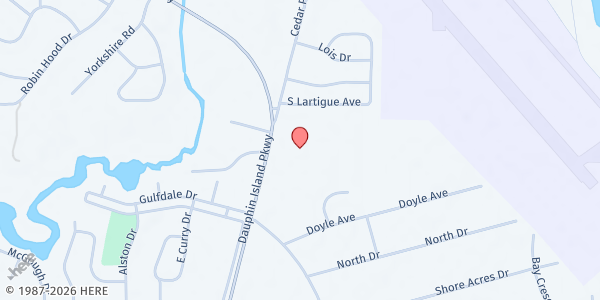 Map showing Gilliard Elementary at 2757 Dauphin Island Pkwy, Mobile, AL