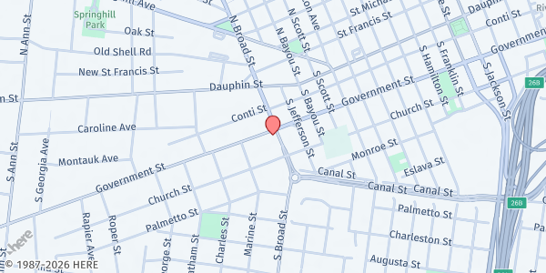 Map showing Government Street UMC at 901 Government St., Mobile, AL