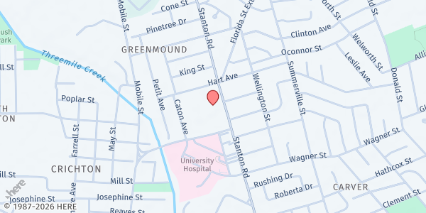 Map showing Holloway Elementary at 625 Stanton Rd, Mobile, AL