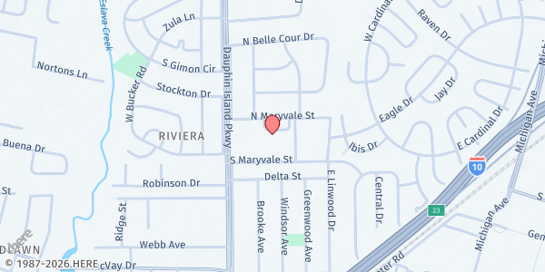 Map showing Maryvale Elementary at 1901 N Maryvale St, Mobile, AL