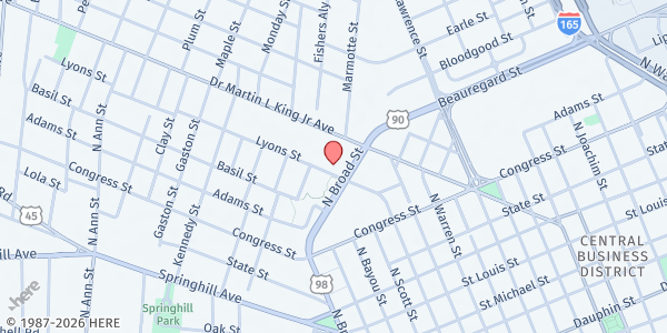 Map showing MoGo RideShare - Mobile at 351 N Broad St, Mobile, AL