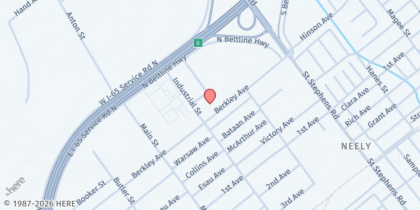 Map showing Mt. Hebron Missionary Baptist Church at 2531 Berkley Avenue, Mobile, AL