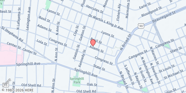 Map showing Mt. Zion Baptist Church at 1012 Adams Street, Mobile, AL