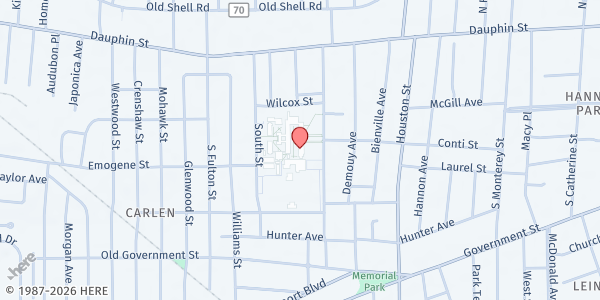 Map showing Murphy High School at 100 S Carlen St, Mobile, AL