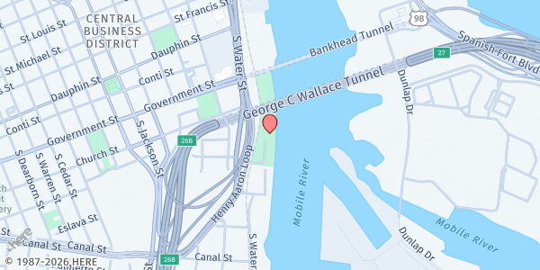 Map showing National Maritime Museum of the Gulf of Mexico at 155 S Water St, Mobile, AL