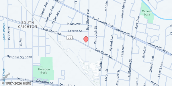 Map showing New Shiloh Missionary Baptist Church at 2756 Old Shell Rd., Mobile, AL