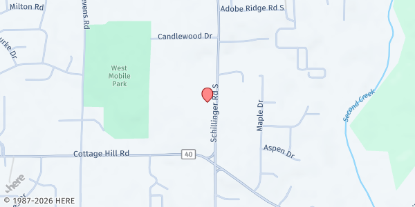 Map showing Providence Presbyterian Church at 2320 Schillinger Rd. S., Mobile, AL