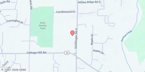 Map showing Providence Presbyterian Church at 2320 Schillinger Rd. S., Mobile, AL