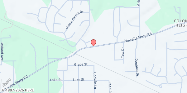 Map showing Redeemed Community Church at 6524 Howells Ferry Rd., Mobile, AL