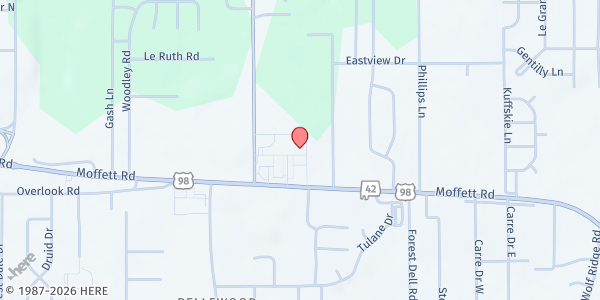 Map showing Right Way Christian Center Church at 4712 Moffett Rd., Mobile, AL