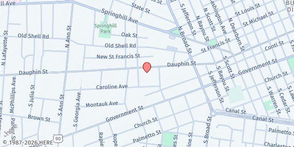 Map showing Salvation Army - Mobile at 1009 Dauphin St., Mobile, AL