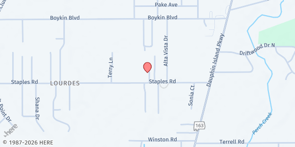 Map showing St. Andrew Episcopal Church at 1854 Staples Rd., Mobile, AL