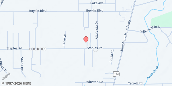 Map showing St. Andrew's Episcopal Church at 1854 Staples Rd., Mobile, AL