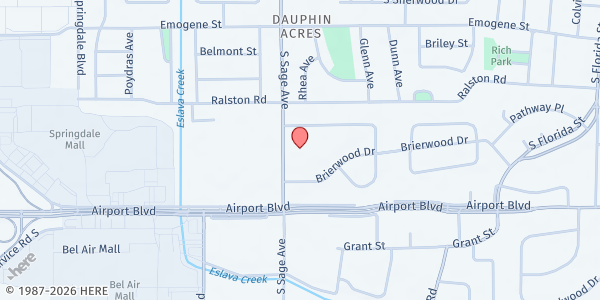 Map showing St. Pius X Church at 217 S. Sage Ave., Mobile, AL