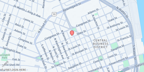 Map showing State Street AME Zion Church at 502 State St., Mobile, AL