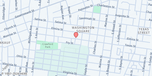 Map showing Walk By Faith Christian Ministries at 1110 Texas Street, Mobile, AL