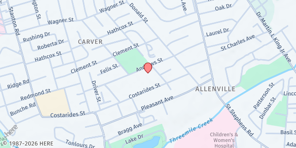 Map showing Washington Middle School at 1961 Andrews St, Mobile, AL