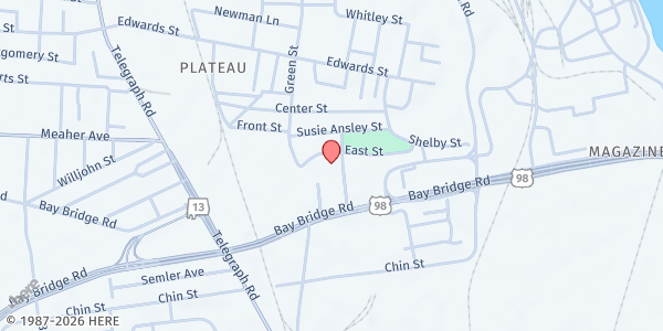 Map showing Yorktown Missionary Baptist Church at 851 East St., Mobile, AL