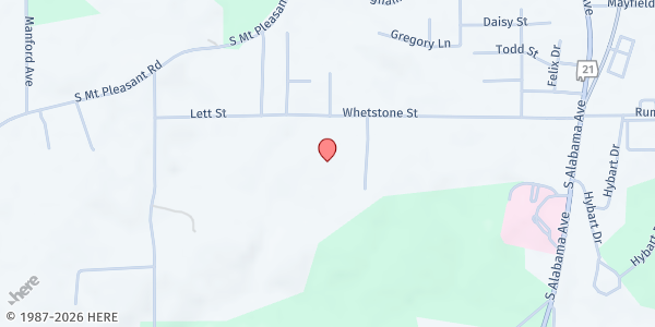 Map showing Annunciation Catholic Church at 565 Whetstone St., Monroeville, AL