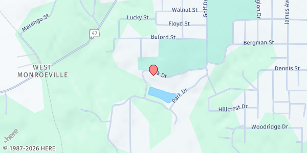 Map showing Our Place Youth and Family Center at 271 Park Drive, Monroeville, AL