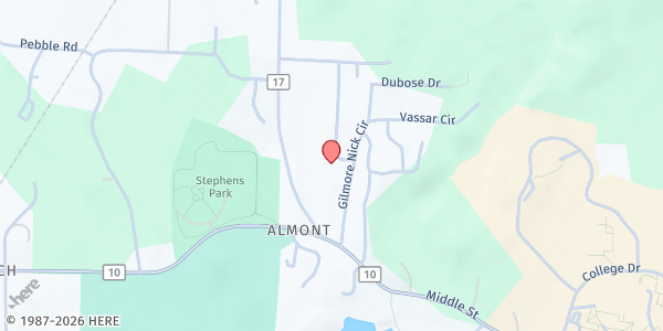 Map showing Present-Truth Tabernacle Ministries at 350 Davis Hawkins St., Montevallo, AL